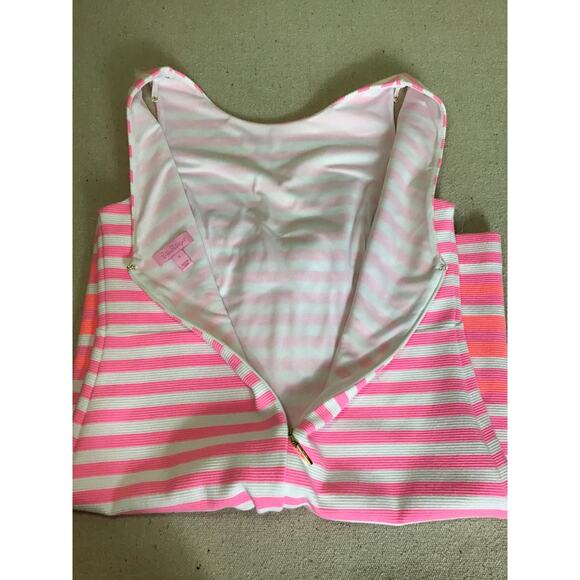 Lilly Pulitzer Women Stripe Shift Dress Sz Small Pink  Eden Tropical Mini Dress - Picture 14 of 16